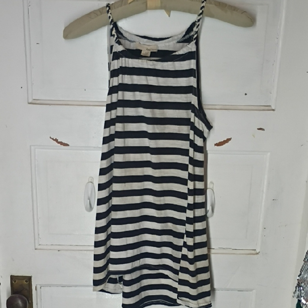 Derek Heart Black and White Striped Tank Top